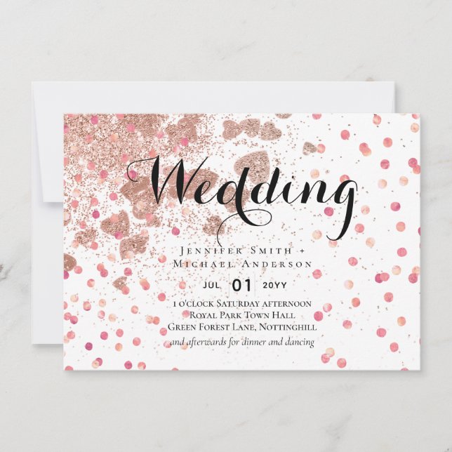 Moderne Rose Gold Trendy Budget Hochzeit (Vorderseite)