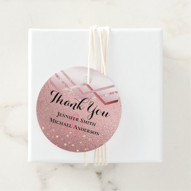 Moderne Rose Gold Trendy Budget Hochzeit Geschenkanhänger (Beispiel)