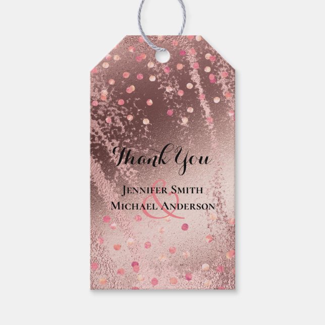 Moderne Rose Gold Trendy Budget Hochzeit Geschenkanhänger (Vorderseite)