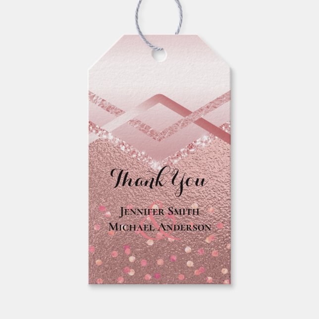 Moderne Rose Gold Trendy Budget Hochzeit Geschenkanhänger (Vorderseite)