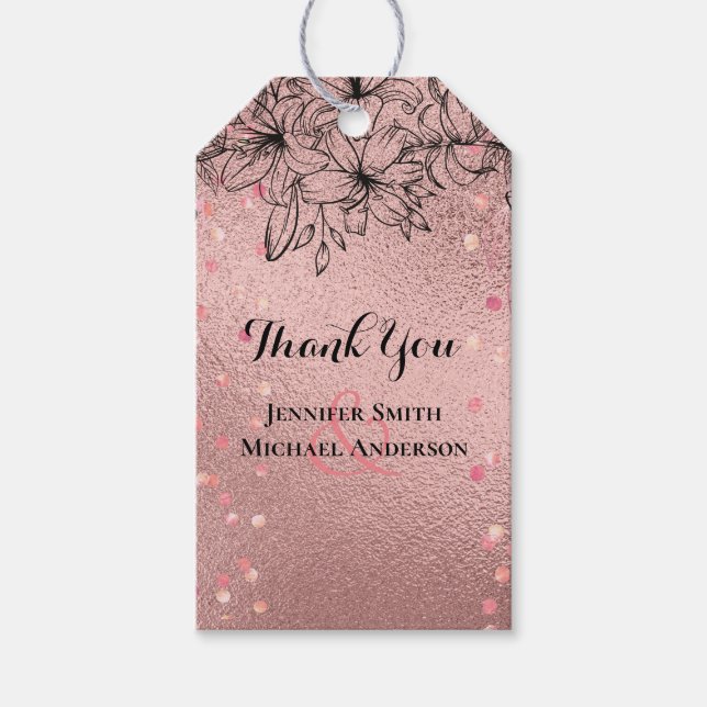Moderne Rose Gold Trendy Budget Hochzeit Geschenkanhänger (Vorderseite)