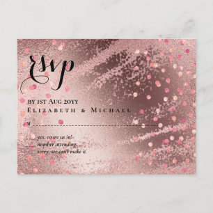 Moderne Rose Gold Trendy Budget Hochzeit Postkarte