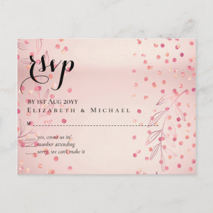 Moderne Rose Gold Trendy Budget Hochzeit Postkarte