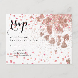 Moderne Rose Gold Trendy Budget Hochzeit Postkarte