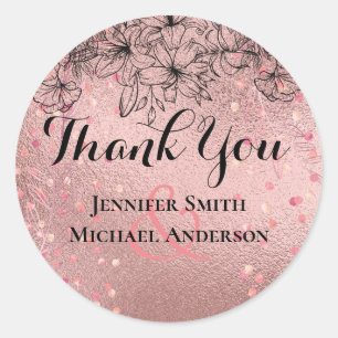 Moderne Rose Gold Trendy Budget Hochzeit Runder Aufkleber