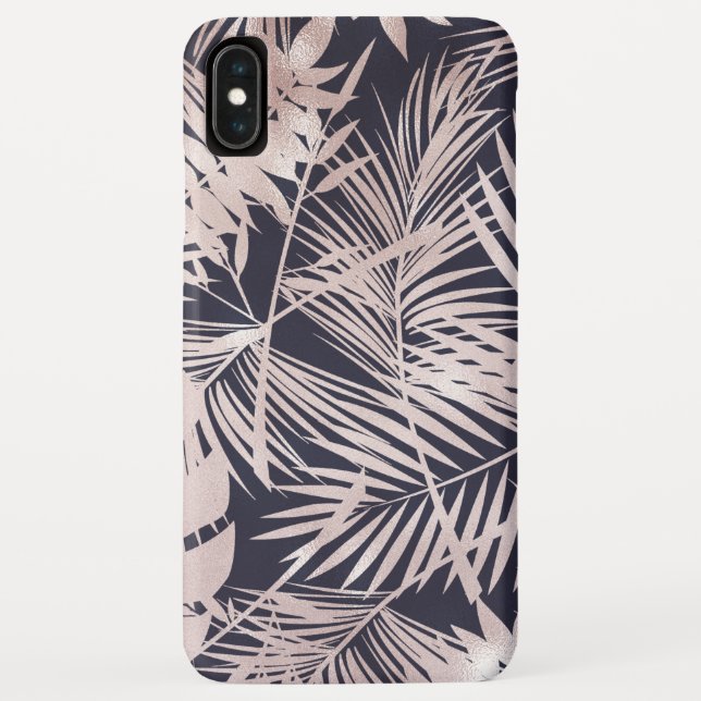 Moderne Rose Gold Tropical Blätter Muster Case-Mate iPhone Hülle (Rückseite)