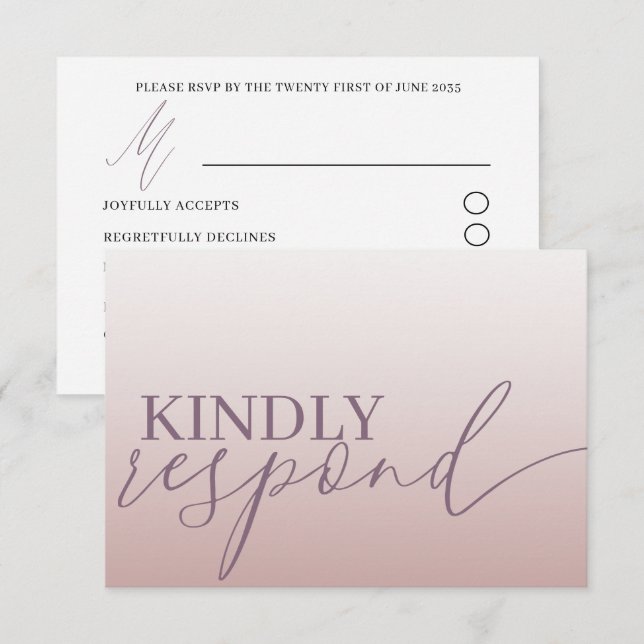 Moderne Rose Gold UAWG Calligrafy Wedding RSVP Karte (Vorne/Hinten)