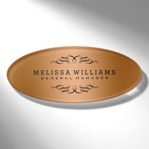 Moderne Rose-Gold- und Schwarz-Wirbel-Rahmen Namenschild