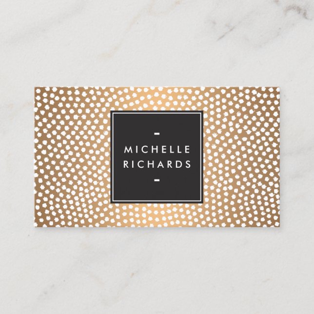 Moderne Rose Gold und Weiße Confetti Dots Visitenkarte (Vorderseite)
