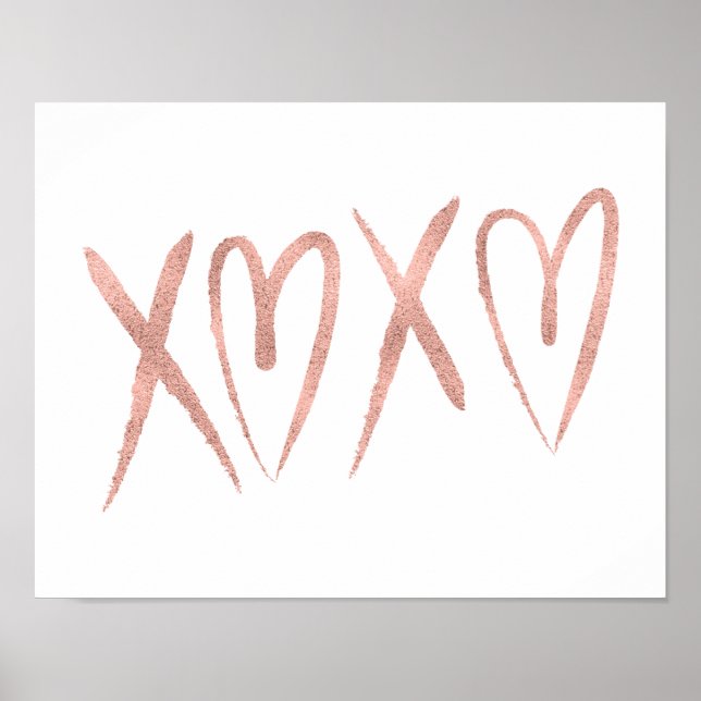 Moderne Rose Gold Valentine Plakatzeichen Poster (Vorne)