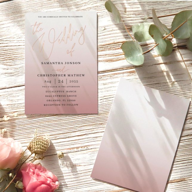 Moderne Rose Gold verleiht der Hochzeit von Folieneinladung (Von Creator hochgeladen)