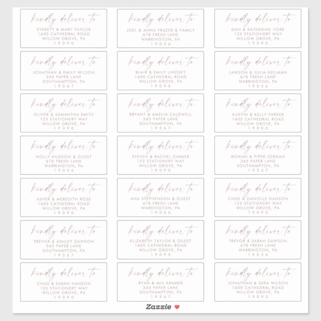 Moderne Rose Gold Wedding Guest Address Labels (Blatt)