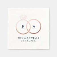 Moderne Rose Gold Wedding Rings Cocktail Napkin