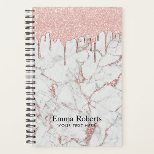Moderne Rose Gold & Weiß Marmor Elegant Planer