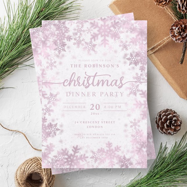 Moderne Rose Gold Winter Wunderland Weihnachten Einladung (Modern Rose Gold Winter Wonderland Christmas Invitation)