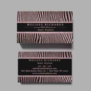 Moderne Rose Gold Zebra Streifen Muster Visitenkarte