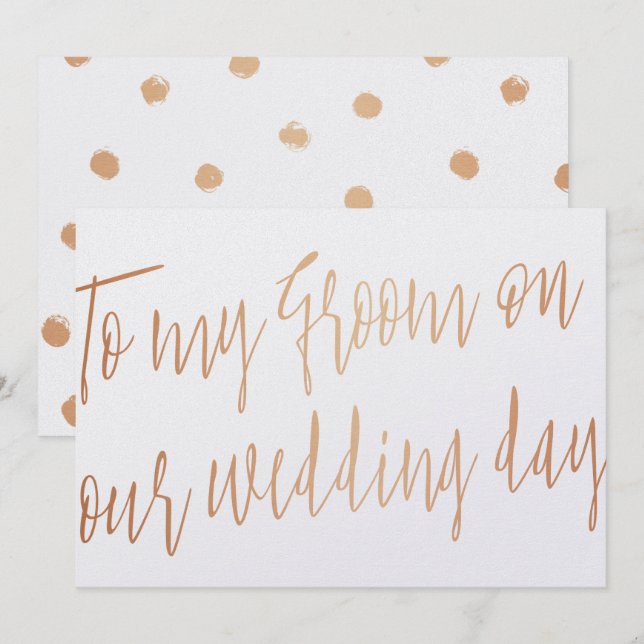 Moderne Rose Gold Zu meinem Bräutigam am Hochzeits Einladung (Vorne/Hinten)