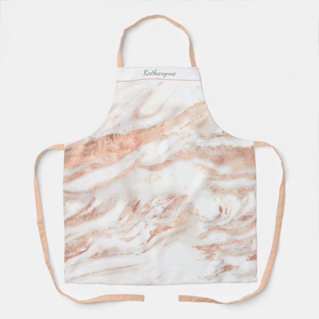 Moderne Rose Goldene Foil Marbella Personalisiert Schürze (Vorderseite)