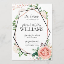 Moderne Rose Goldene geometrische Hochzeitsempfehl