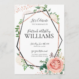Moderne Rose Goldene geometrische Hochzeitsempfehl Einladung