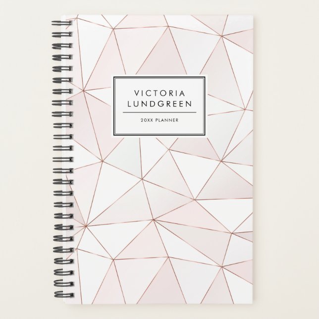 Moderne Rose Goldenes geometrisches Abstraktes Mus Planer (Vorderseite)