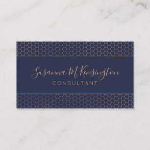 Moderne Rose-Goldfolie Navy Blau Geometrisch Visitenkarte