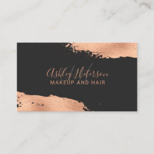 Moderne Rose Goldfolie Pinselstrich Monogramm Visitenkarte