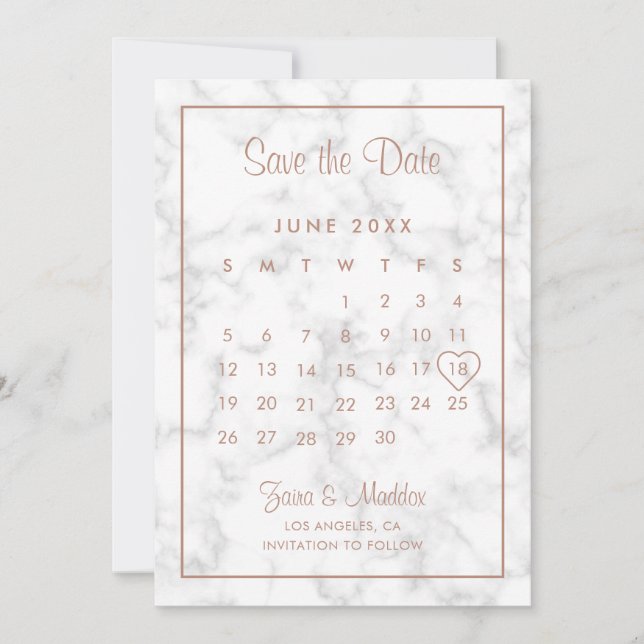 Moderne Rose Goldmedaille Hochzeit Save The Date (Vorderseite)