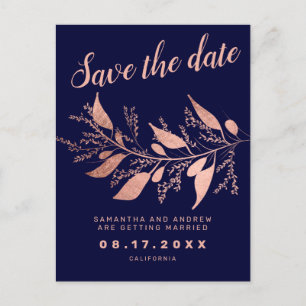 Moderne Rose Goldmedaille Save the Date Hochzeit Ankündigungspostkarte