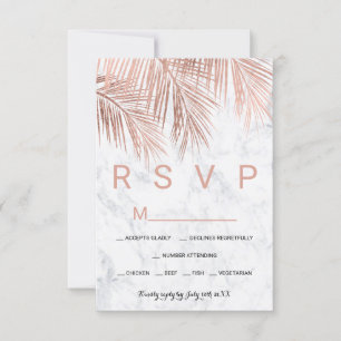 Moderne Rose Goldpalme Marmor UAWG Hochzeit RSVP Karte