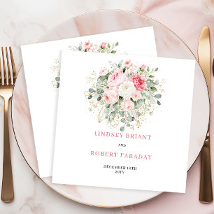 Moderne Rosé-Hochzeitsservietten mit Grün Minimali Serviette