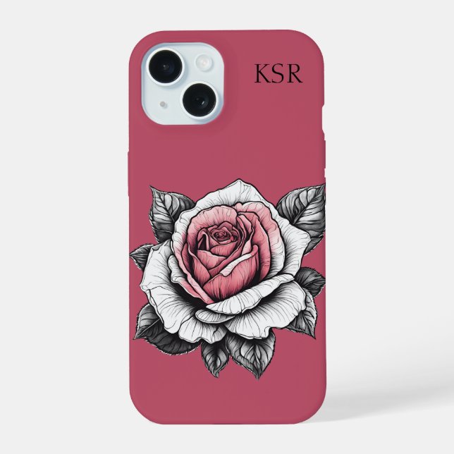 Moderne Rose iPhone 15 Hülle (Rückseite)