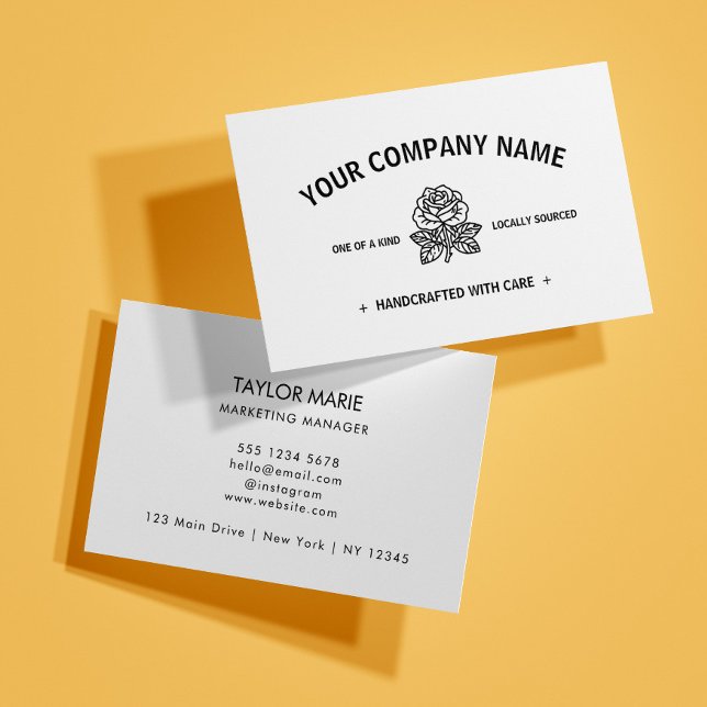 Moderne Rose | Maßgeschneidertes Schwarz/Weiß Visitenkarte (Von Creator hochgeladen)