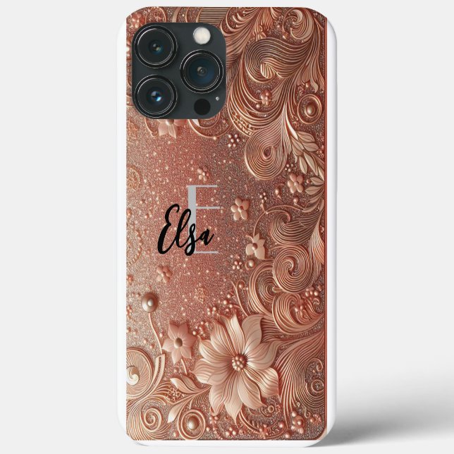 Moderne Rose mit Gold und Blumen3 Case-Mate iPhone Hülle (Rückseite)