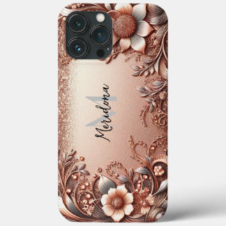 Moderne Rose mit Gold und Blumen5 Case-Mate iPhone Hülle