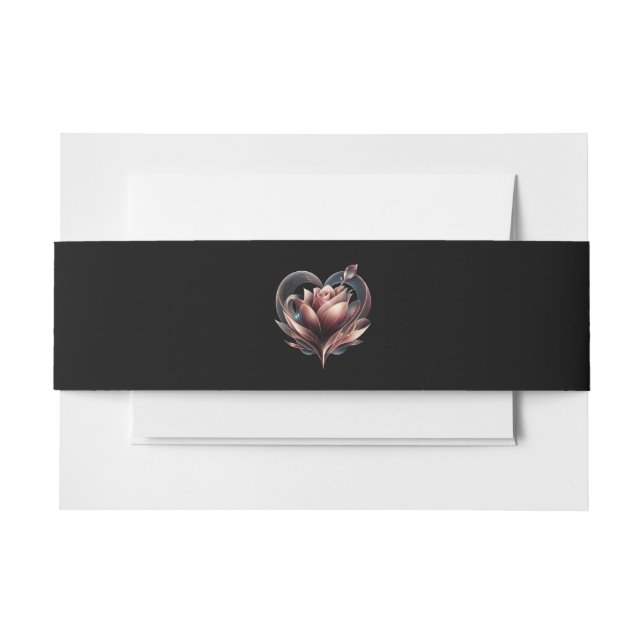Moderne Rose mit Herz-Hochzeit- Einladungsbanderole (Vorderseite Beispiel)