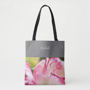 Moderne Rose Mit Monogramm Tasche