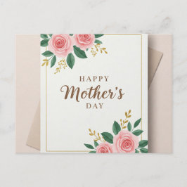 Moderne Rose Muttertagskarte mit Golddetails Feiertagspostkarte