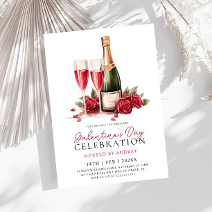 Moderne Rose Party der Wine Champagne Galentine Einladung