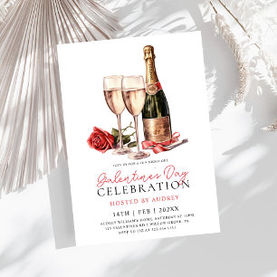 Moderne Rose Party der Wine Champagne Galentine Einladung