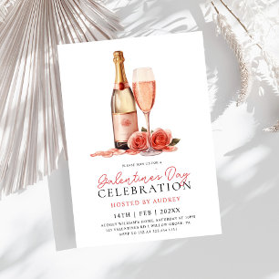 Moderne Rose Party der Wine Champagne Galentine Einladung