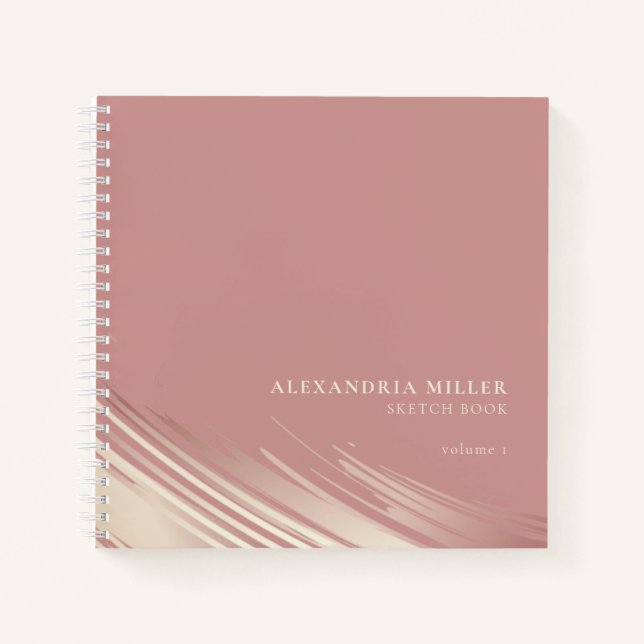 Moderne Rose Pink & Ecru Personalisiert Sketchbook Notizbuch (Vorderseite)