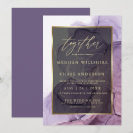 Moderne Rose Plum Lila Alkohol Tinte Einladung