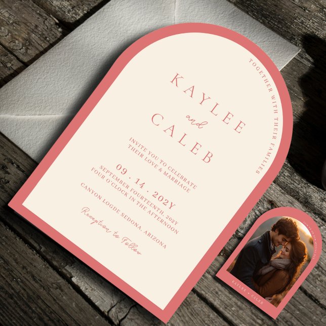 Moderne Rose Rosa Foto Hochzeit Einladung (Von Creator hochgeladen)