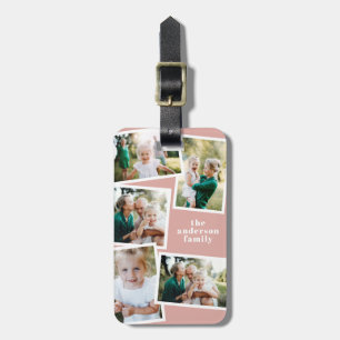 Moderne Rose Rosa Multi-Foto Familiengeschenk Gepäckanhänger