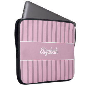 Moderne Rose Rosa und Mauve Stripter Laptop-Sieb Laptopschutzhülle