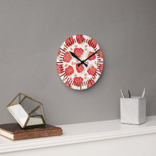 Moderne Rose Runde Wanduhr