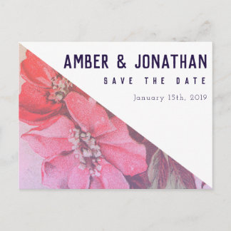 Moderne Rose Save the Date Postkarte