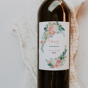 Moderne rose Tropical Floral Mariage Étiquettes de