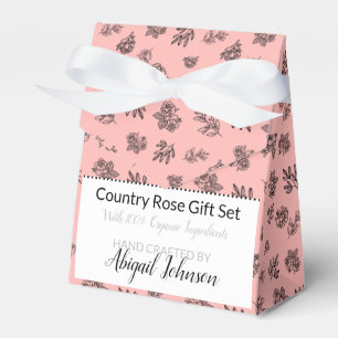Moderne Rose und Blätter Pinselstrich Linie Art We Geschenkschachtel